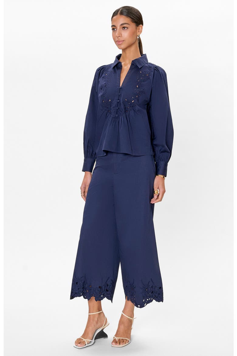 Rachelle Pop Over Blouse, Alternate, color, Maritime Blue
