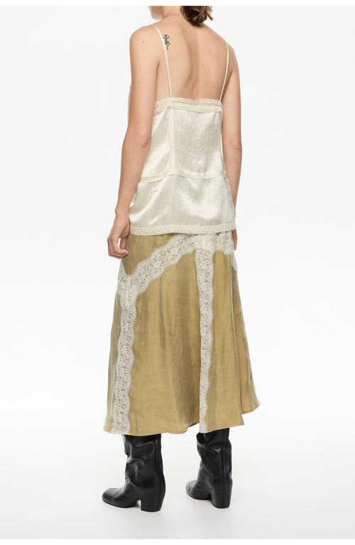 Bimba Y Lola Contrast Lace A-line Skirt In Brown