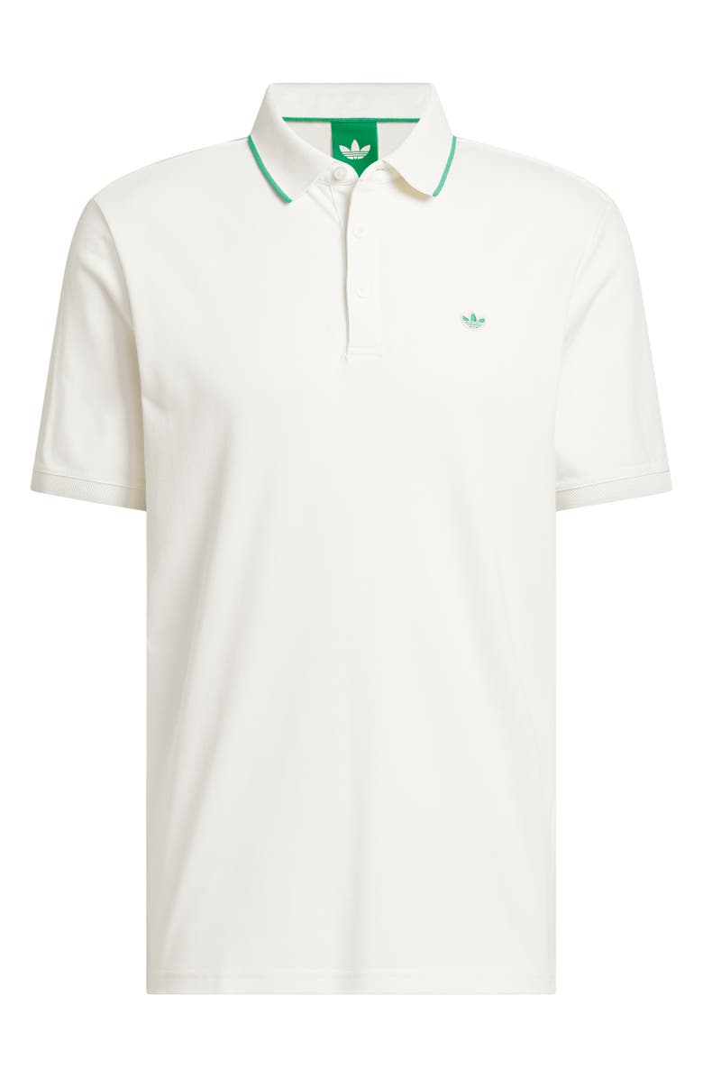adidas Solid Twistknit Cotton Blend Golf Polo, Alternate, color, Chalk White/ Court Green