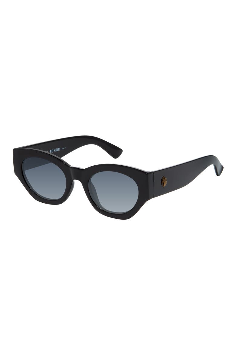 52mm Cat Eye Sunglasses, Alternate, color, SOLID BLACK