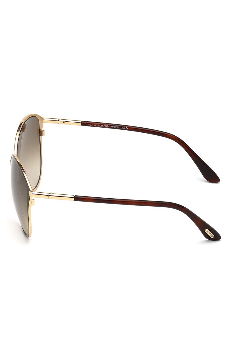 TOM FORD Penelope 59mm Gradient Cat Eye Sunglasses, Alternate, color, Shiny Rose Gold/ Dark Brown