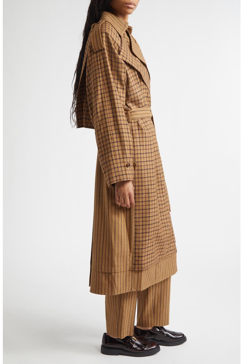 Layered Belted Wool Blend Coat, Alternate, color, BEIGE VIRGIN WOOL BLEND