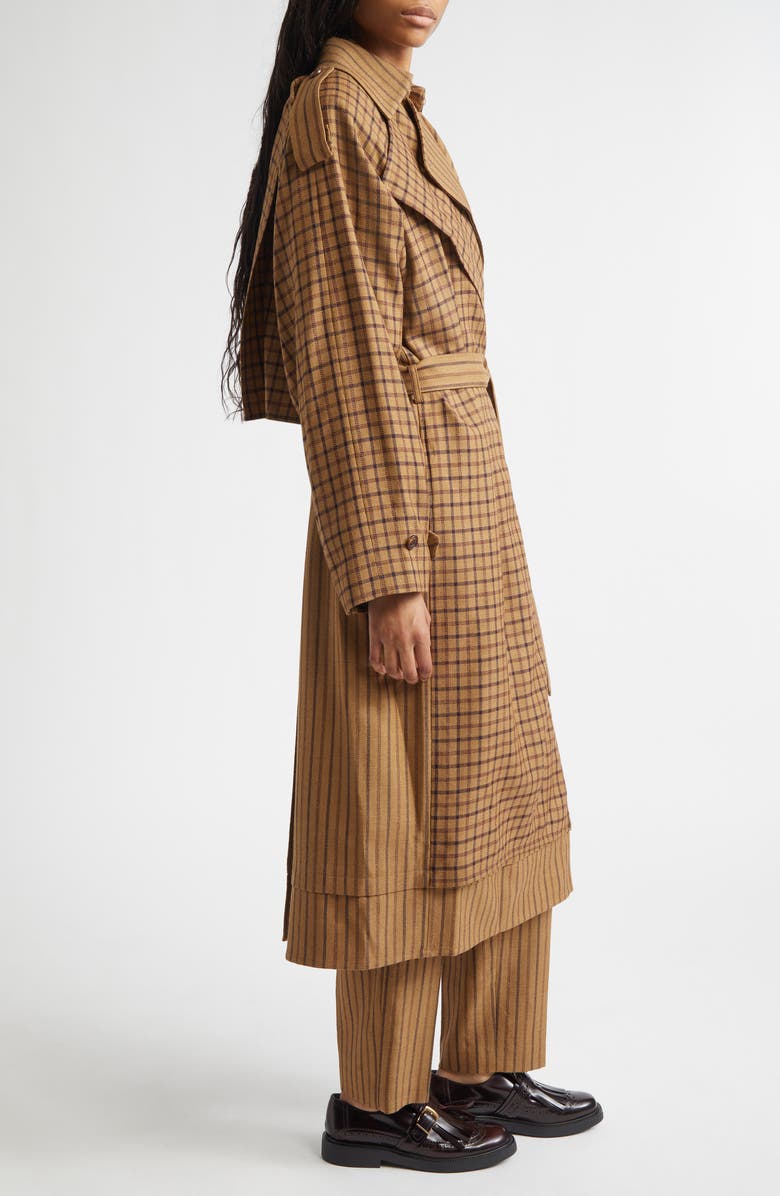 EENK Layered Belted Wool Blend Coat, Alternate, color, Beige Virgin Wool Blend