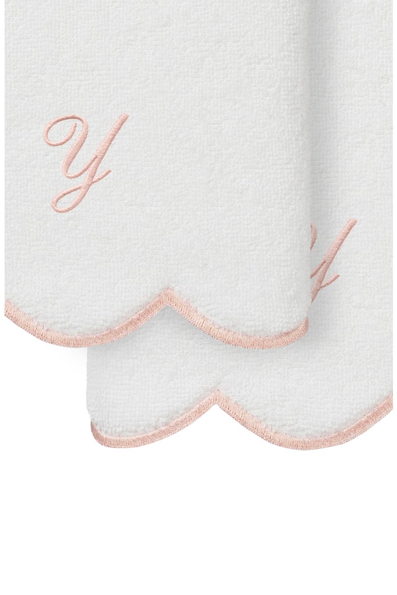Scallop Personalized Monogram 2-Piece Towel Set, Alternate, color, WHITE/ PINK Y