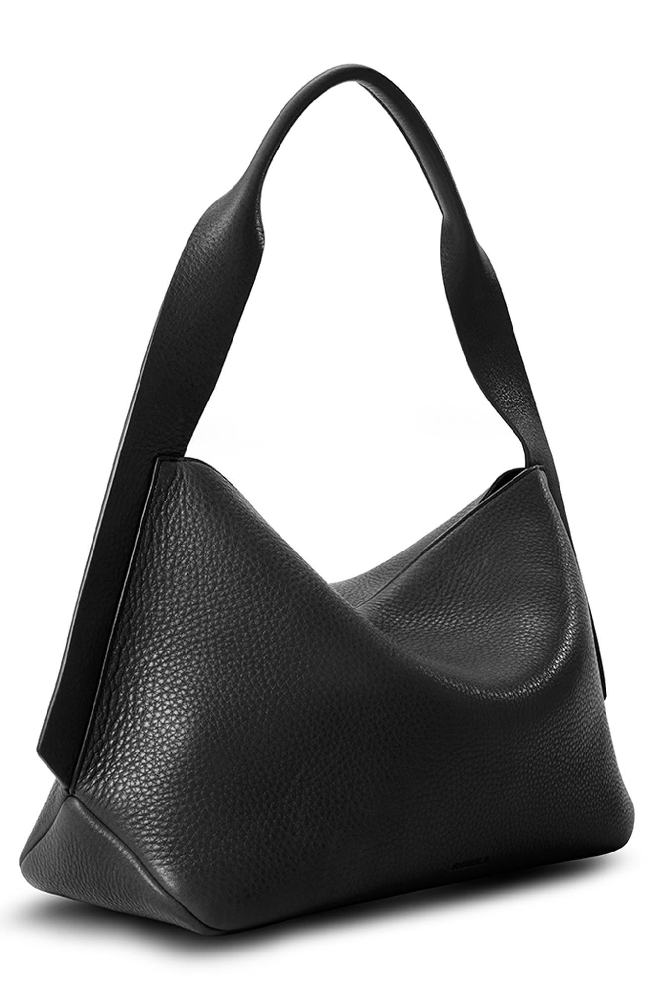 Shinola Medium Derby Leather Shoulder Bag, Alternate, color, Black