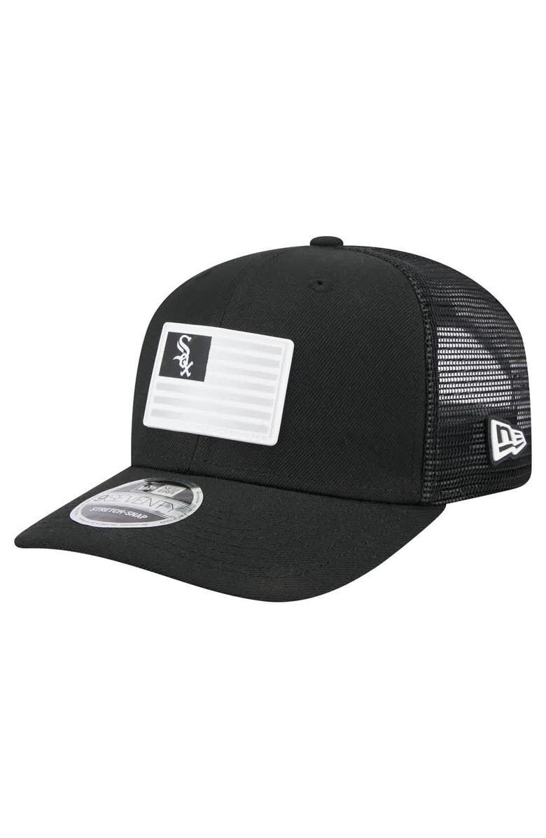 New Era Men's New Era Black Chicago White Sox Flag 9SEVENTY COOLERA Stretch-Snap Hat, Main, color, Black