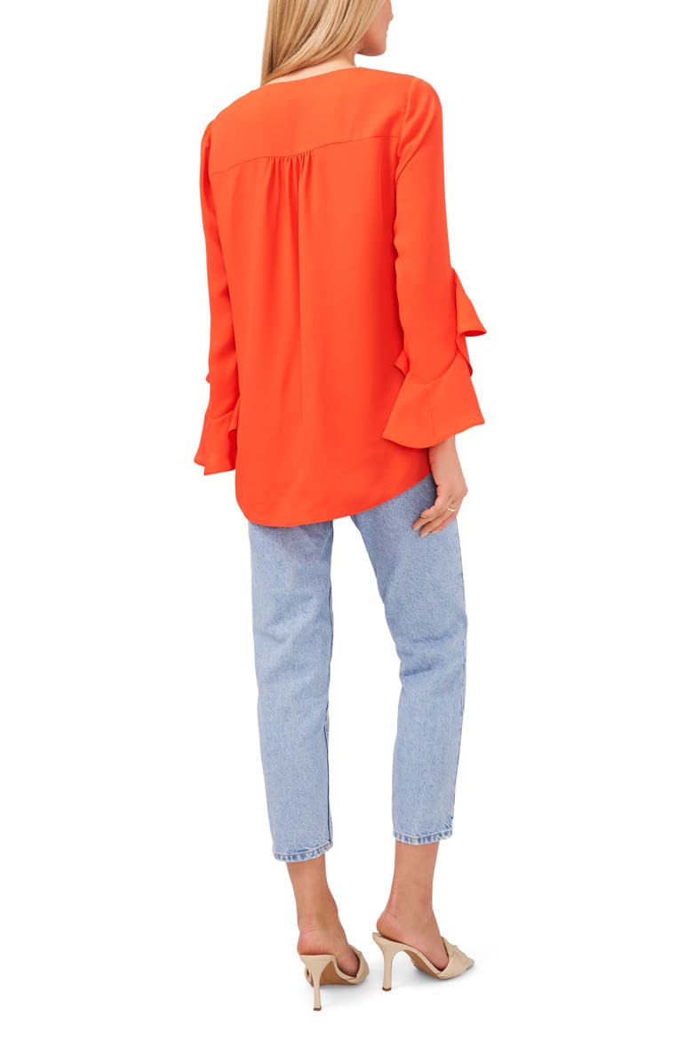 Flutter Sleeve Tunic, Alternate, color, BLAZE ORANGE