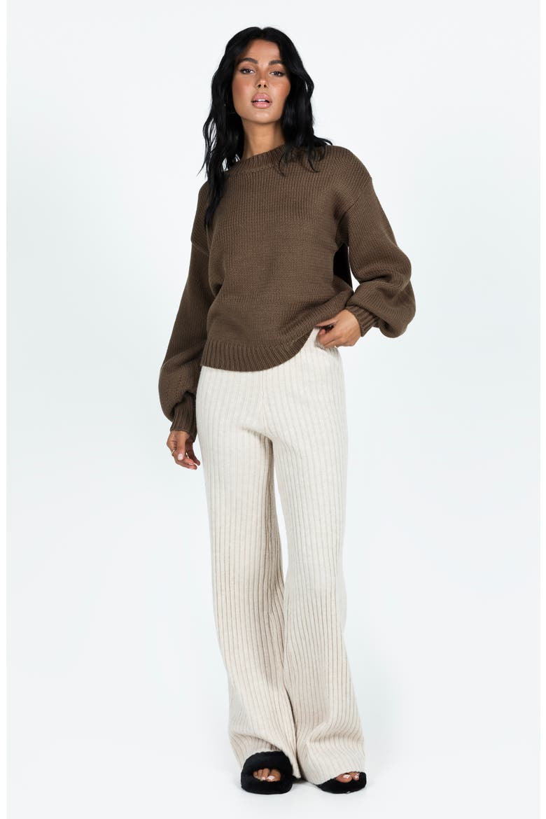 Harmony Balloon Sleeve Sweater, Alternate, color, BROWN