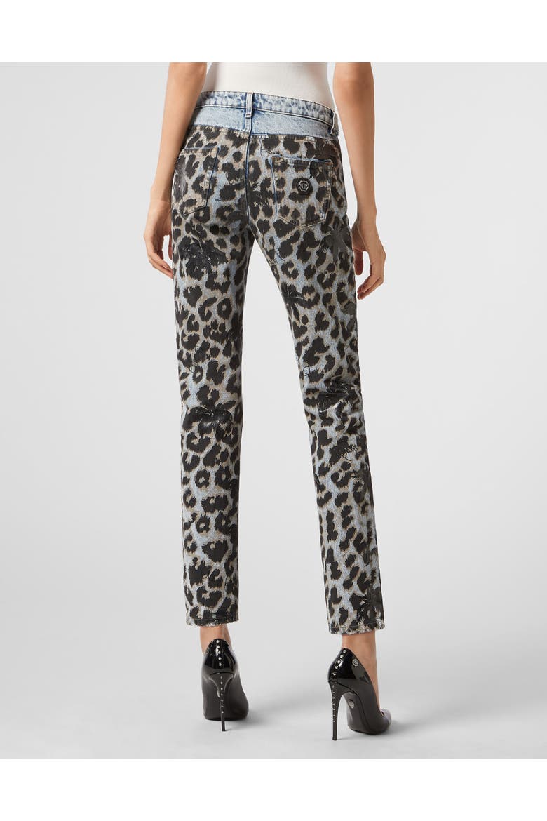 Crystal Palm Tree Boyfriend Jeans Women, Alternate, color, leopard