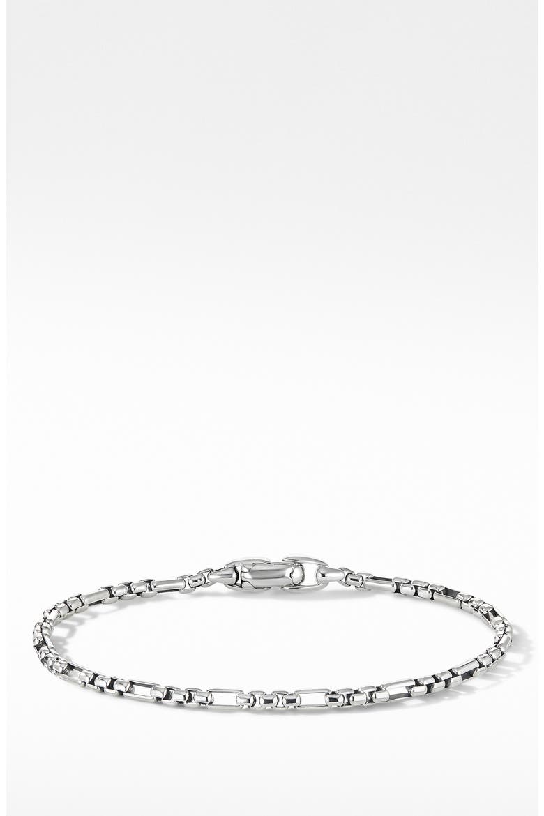 Men's Open Station Box Chain Bracelet in Sterling Silver, 3mm, Main, color, SILVER
