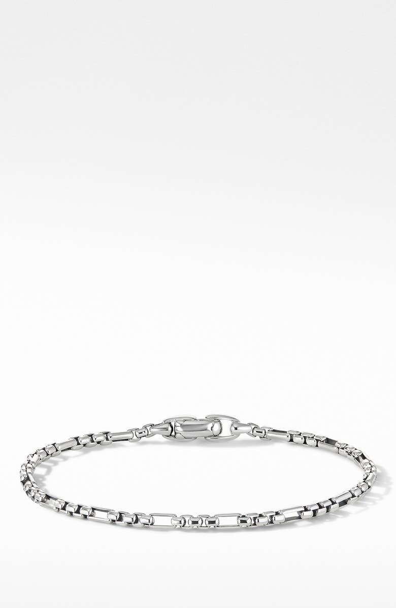 David Yurman Men's Open Station Box Chain Bracelet in Sterling Silver, 3mm, Main, color, Silver
