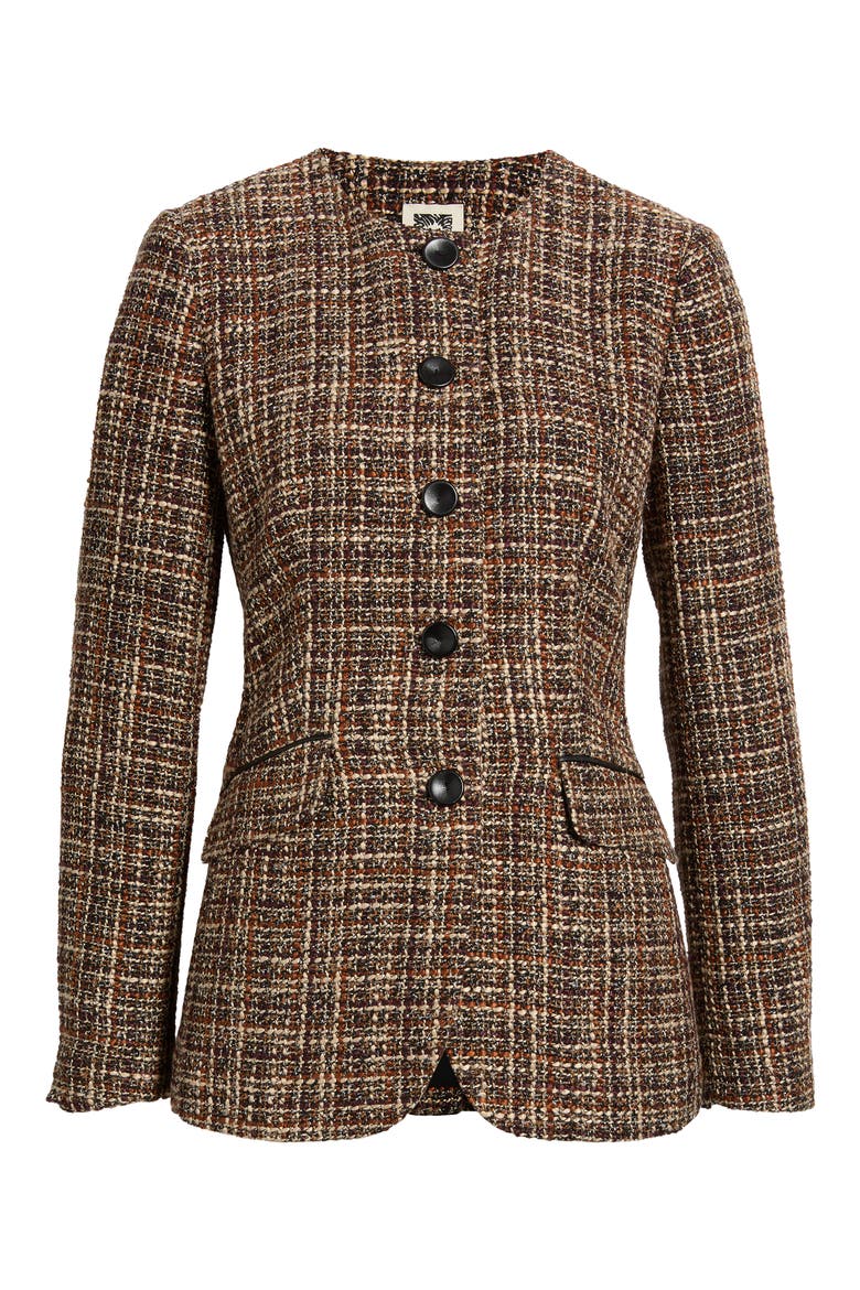 Collarless Blazer, Alternate, color, DEEP MAHOGANY MULTI