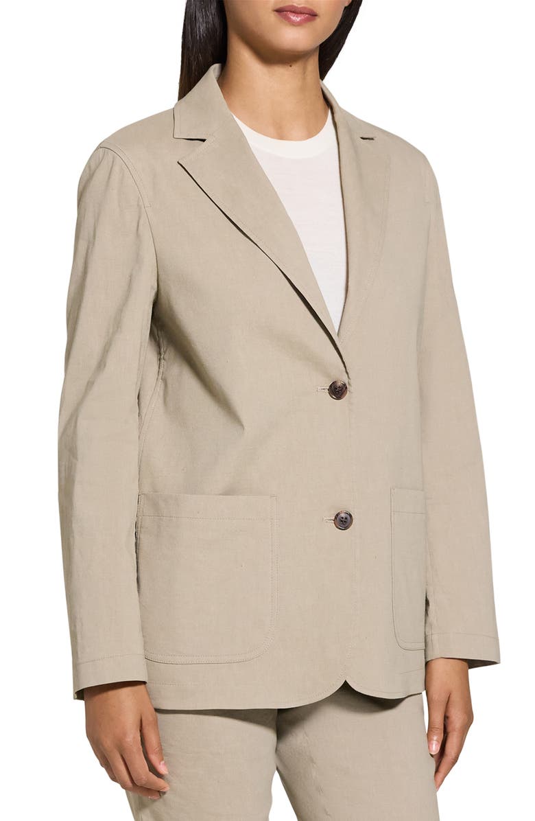 Theory Relaxed Fit Linen Blend Blazer, Alternate, color, Soft Taupe