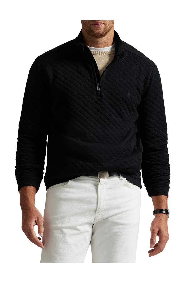 Polo Ralph Lauren Big & Tall Microquilted Jersey Mockneck 1/4-Zip Pullover, Main, color, Polo Black