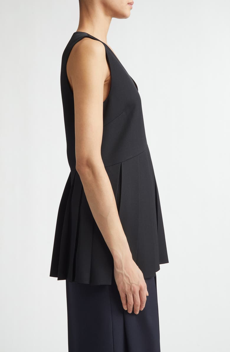 Jil Sander Pleated Wool Gabardine Top, Alternate, color, Black