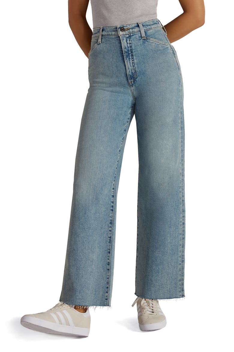 The Mischa Raw Hem Super High Waist Wide Leg Jeans, Alternate, color, MONTEREY