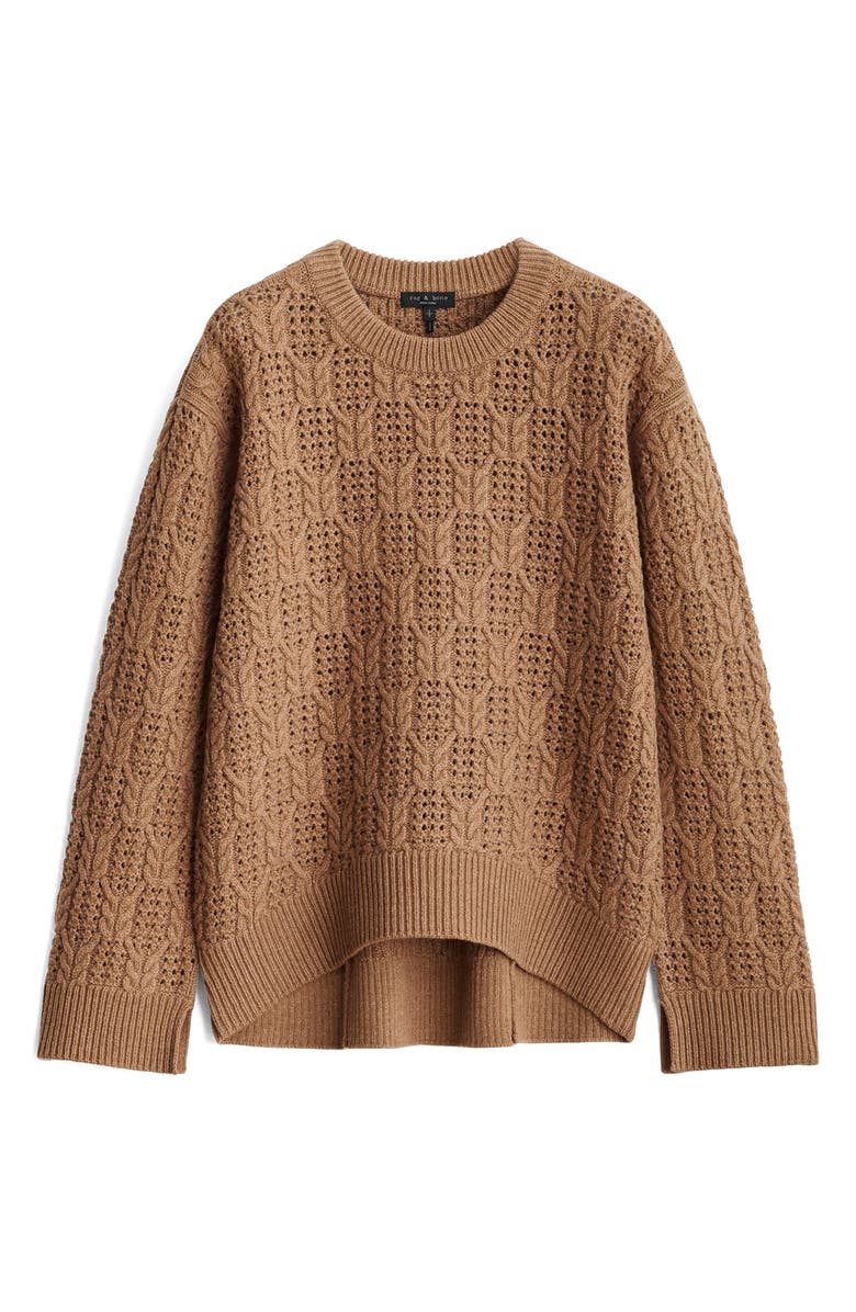 rag & bone Divya Cable Stitch Wool Sweater, Alternate, color, Camel