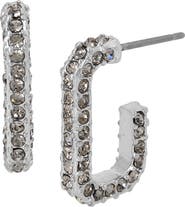 AllSaints Crystal Rectangular Huggie Hoop Earrings