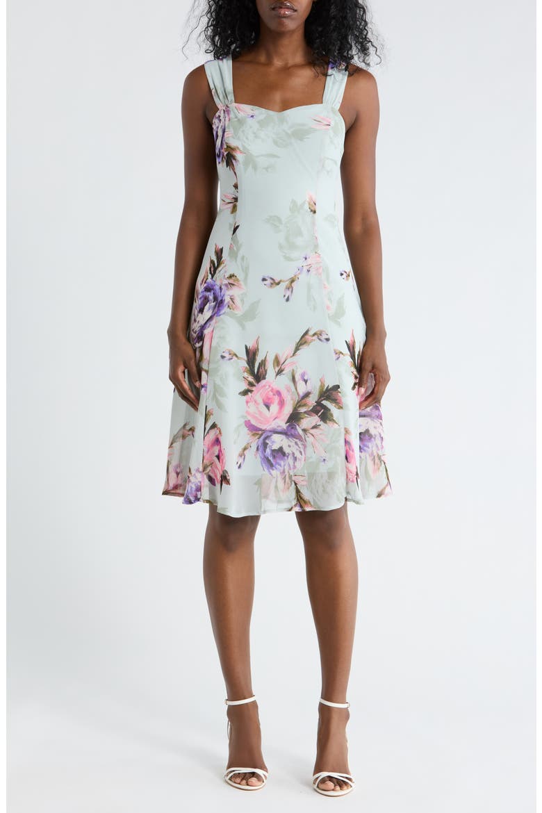 Floral Chiffon Dress & Lace Shrug Set, Alternate, color, SAGE