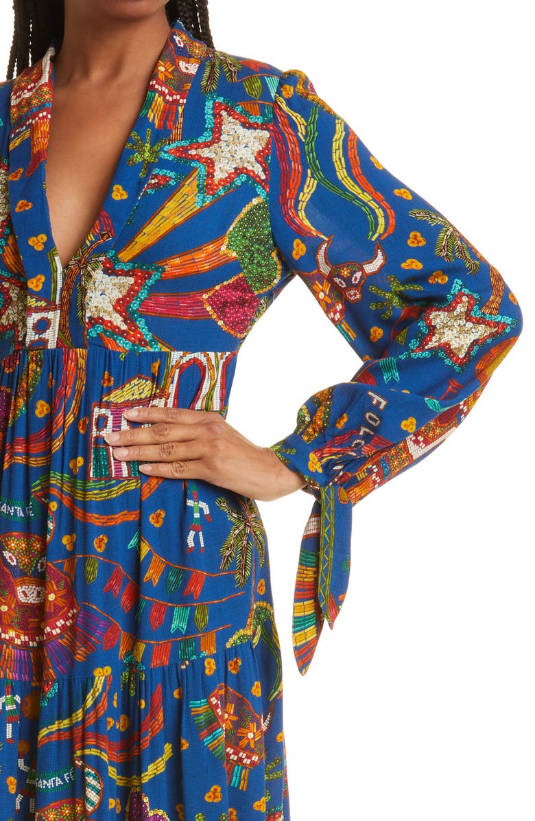 FARM Rio Folk Party Long Sleeve Maxi Dress, Alternate, color, 