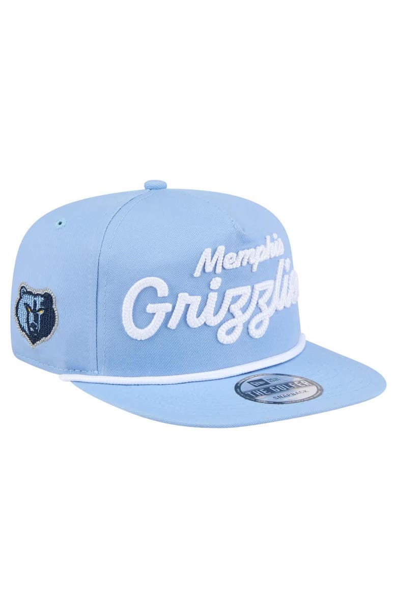 New Era Men's New Era Light Blue Memphis Grizzlies Team Text Golfer Snapback Hat, Main, color, 