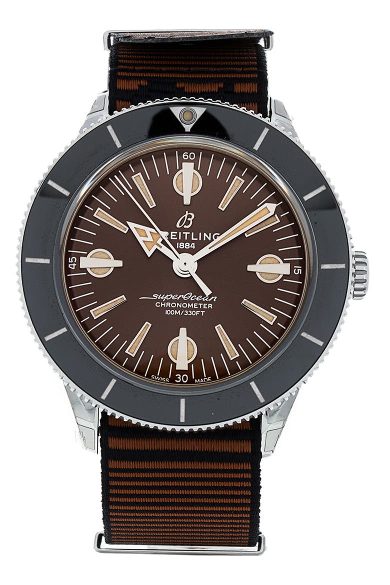 Breitling Preowned SuperOcean Heritage 57 Fabric Strap Watch, 42mm, Main, color, BRONZE