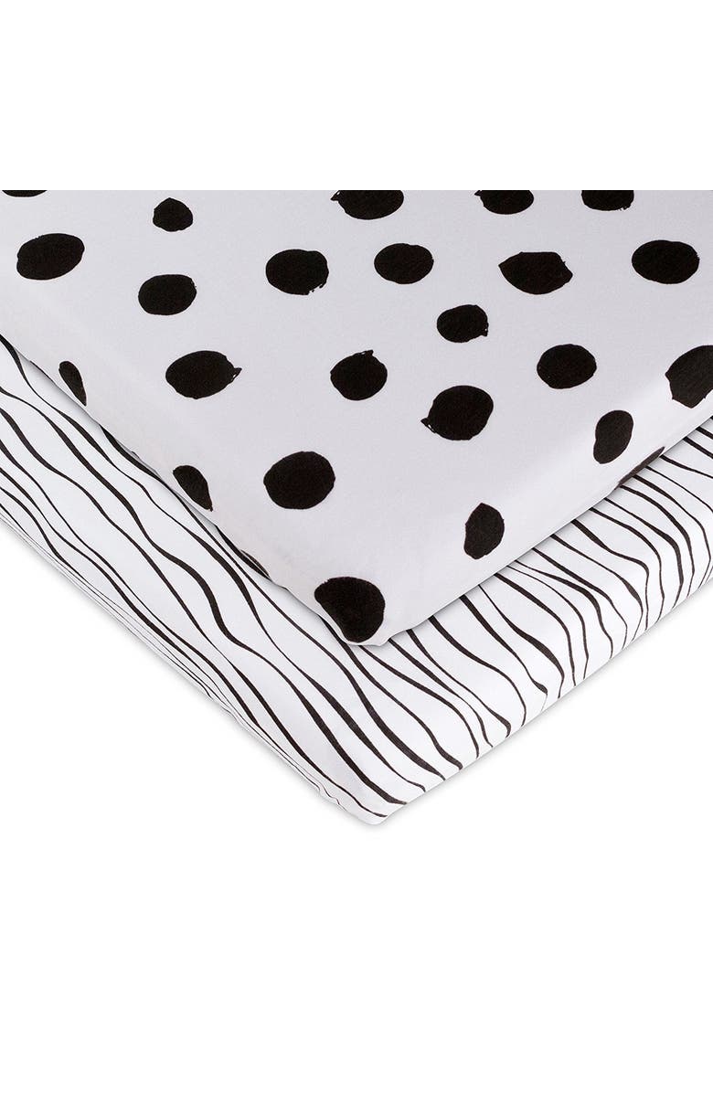 Ely's & Co. Baby Fitted Bassinet Sheet 2 Pack, Alternate, color, Black & White Abstract