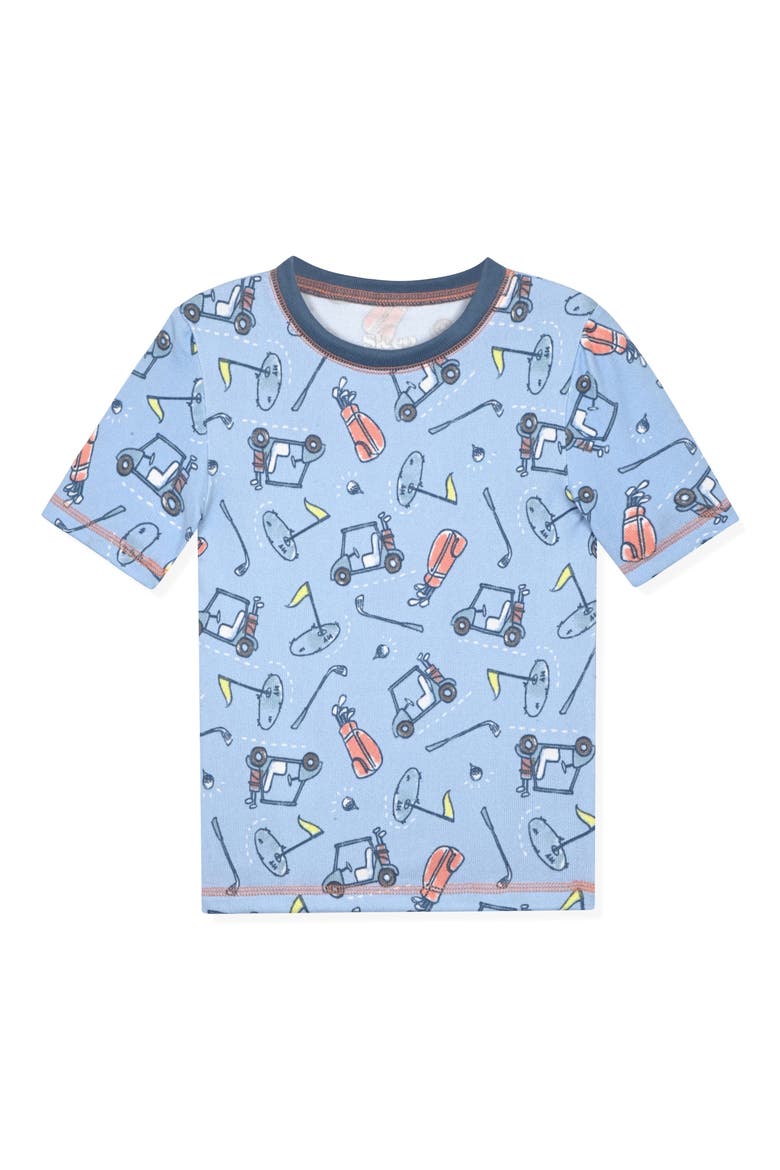 Kids' Print Fitted Short Sleeve Two-Piece Pajamas, Alternate, color, BLUE