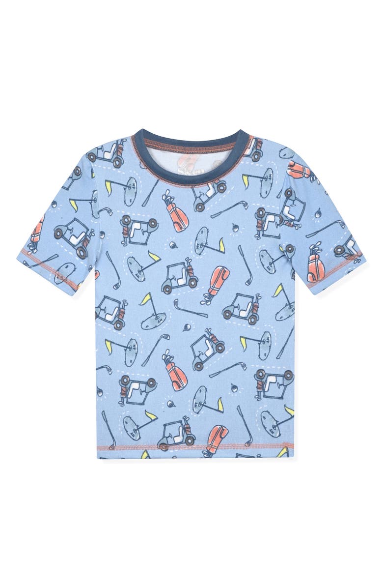 SLEEP ON IT Kids' Print Fitted Short Sleeve Two-Piece Pajamas, Alternate, color, Blue