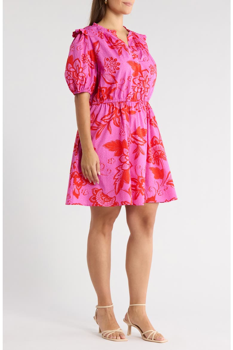Weirly Floral Print Cotton Dress, Alternate, color, PINK-RED-MULTI