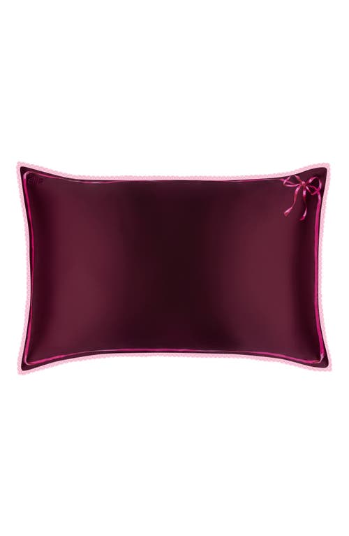 Slip Lace Pure Silk Queen Pillowcase In Burgundy