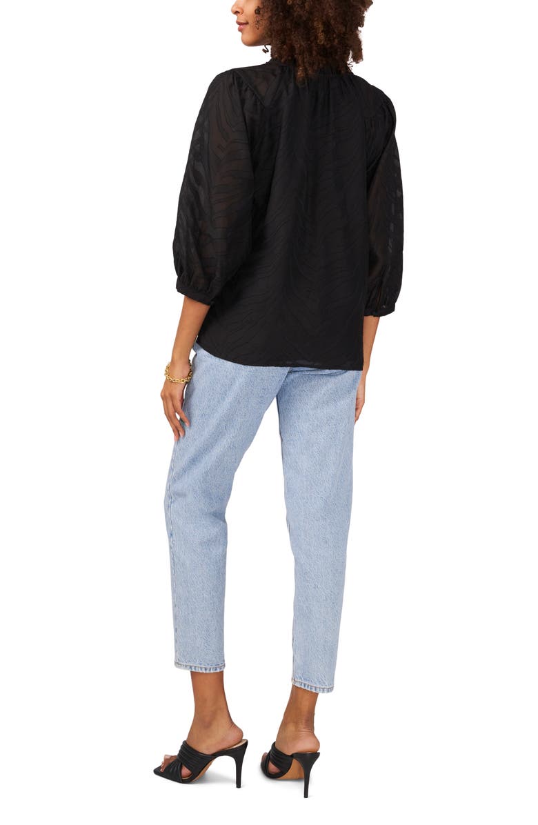 Vince Camuto Zebra Jacquard Split Neck Top, Alternate, color,