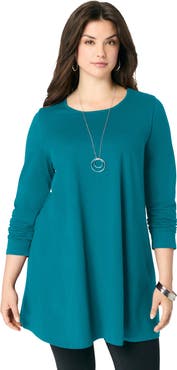 Roaman's Ultimate Long Sleeve Crewneck Swing Tunic