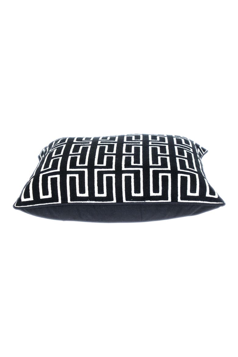 Milo Embroidered Throw Pillow, Alternate, color, BLACK