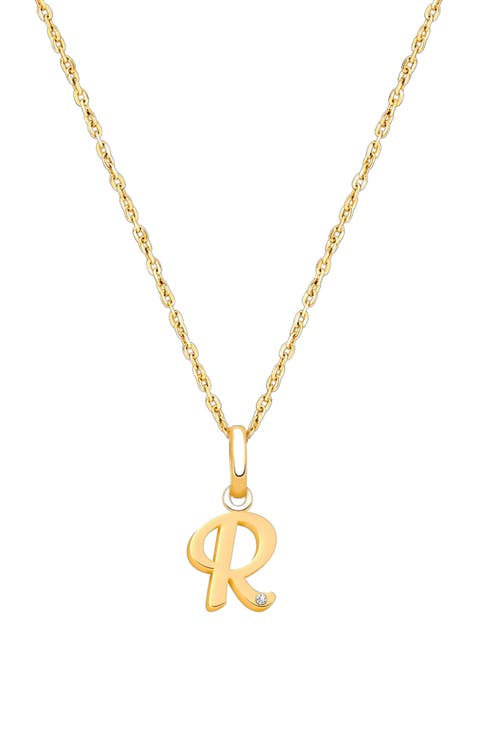 14K Gold Diamond Initial 12-14" Necklace