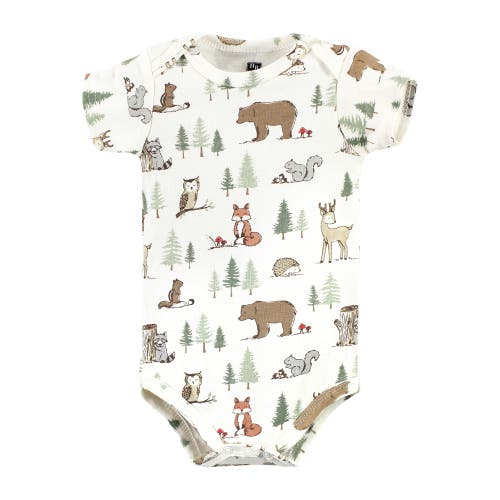 Hudson Baby Five-piece Set Of Cotton Infant All-in-one Bodysuits In Green