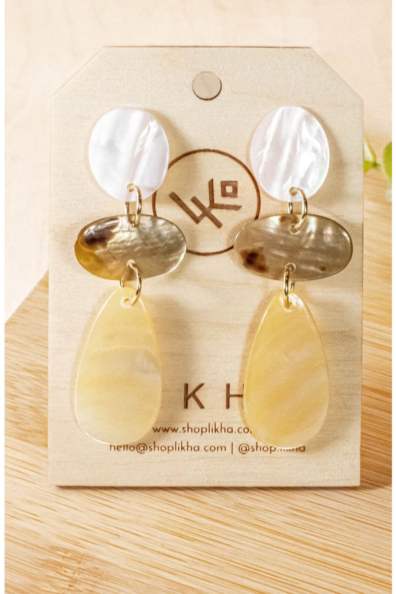 Mother-of-Pearl Long Raindrop Dangle Earrings, Alternate, color, Multicolor