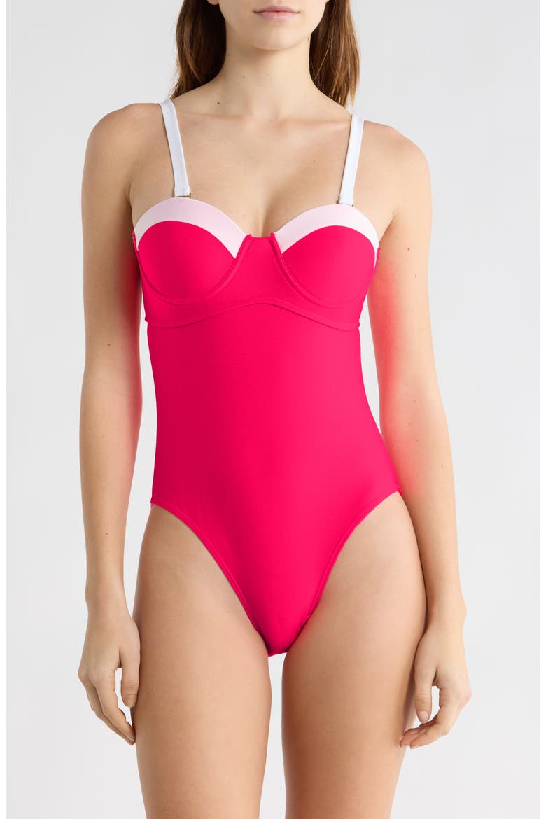 Underwire One-Piece Swimsuit, Main, color, PINK