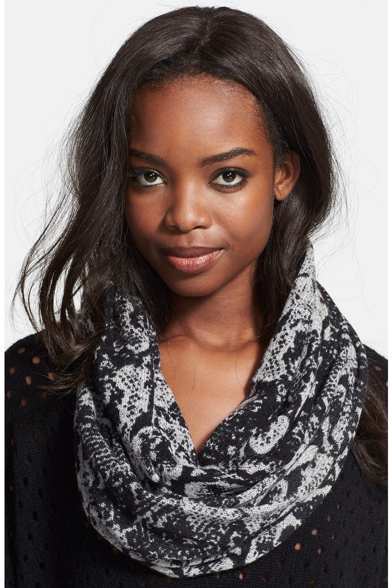 Snake Print Cashmere Snood, Main, color, SWEATSHIRT/ BLACK