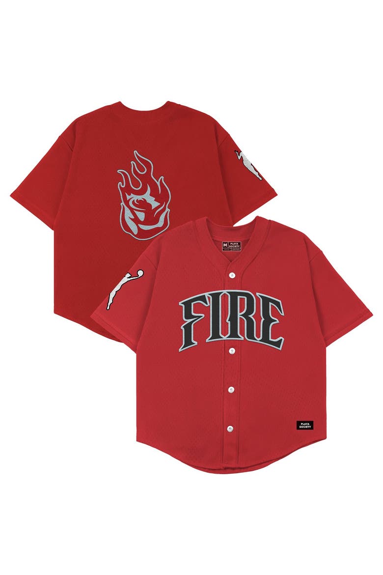 Unisex Playa Society  Red Portland Fire Baseball Fashion Jersey, Main, color, Red