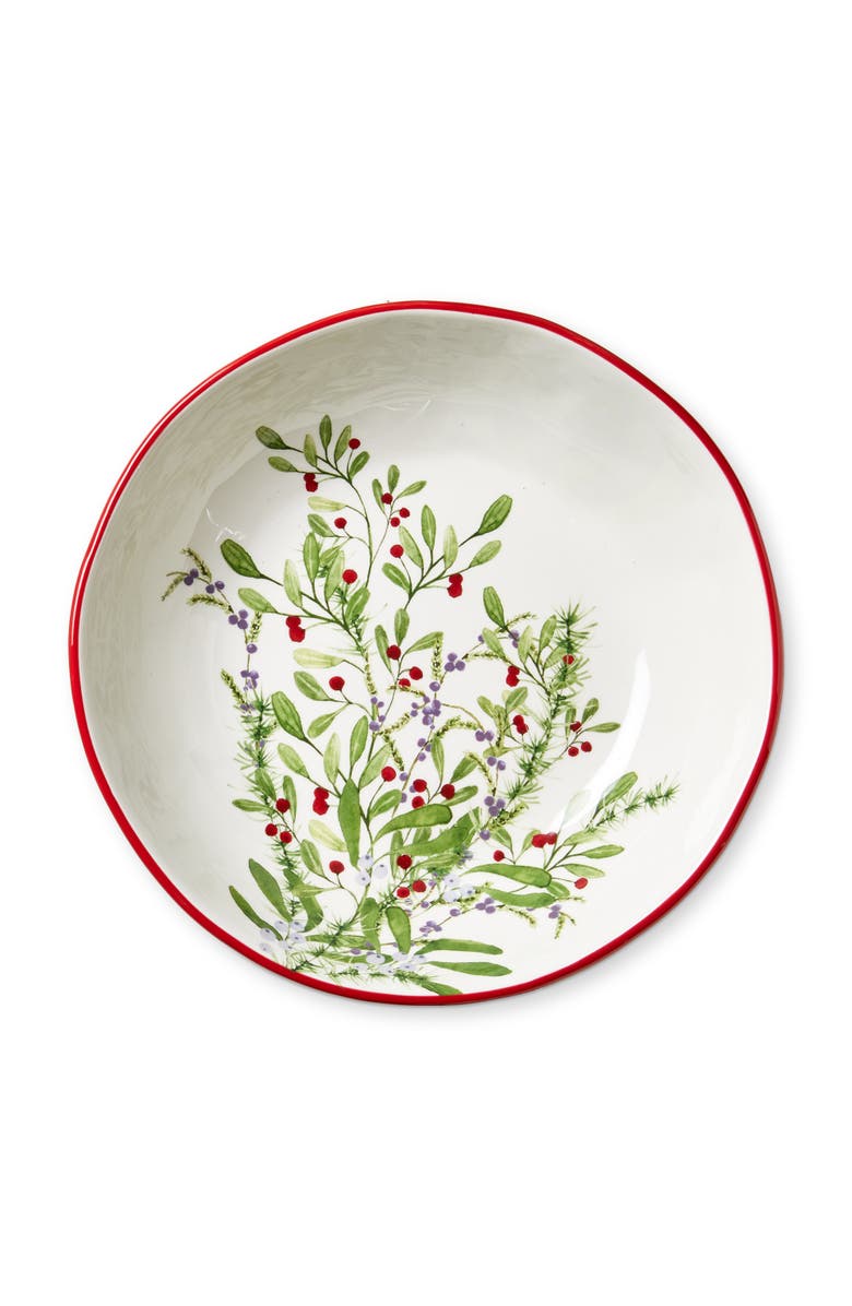 tag Winter Berries Earthenware Serving Bowl Multi 67 oz 11x11x2.75 in Christmas, Main, color, Green