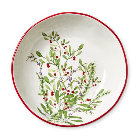 Winter Berries Earthenware Serving Bowl Multi 67 oz 11x11x2.75 in Christmas