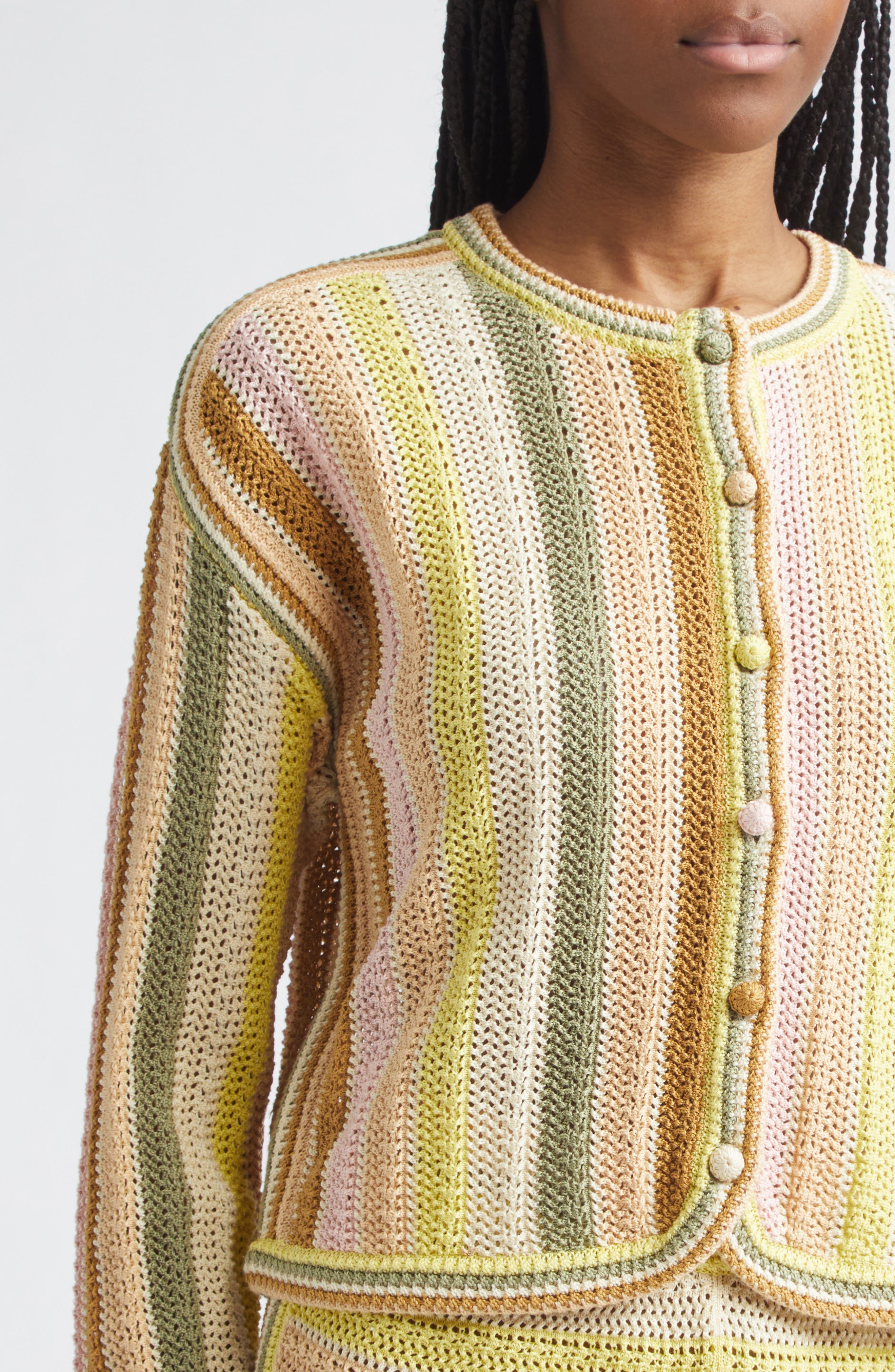 Indra Stripe Cotton Open Stitch Cardigan (Women) | Nordstrom