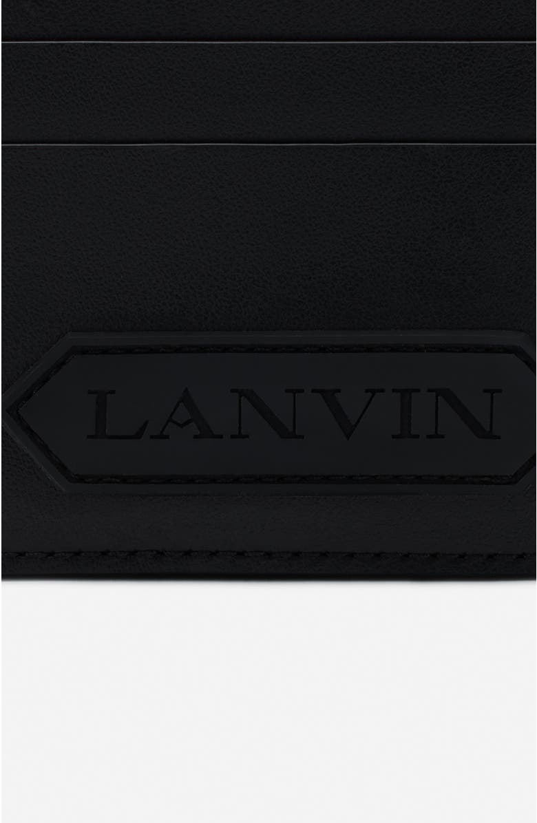 Lanvin SIGNATURE LEATHER CARDHOLDER, Alternate, color, Black