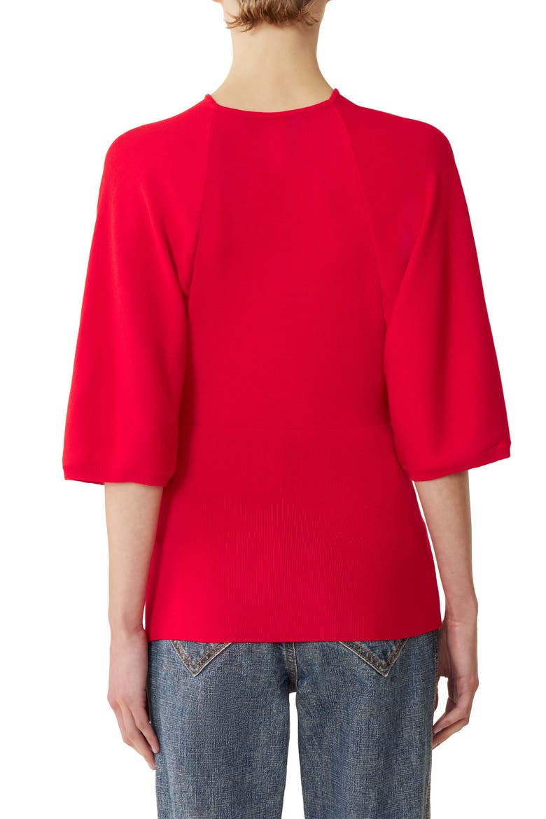 Merino Wool Sweater With Bow Detail, Alternate, color, Poppy Red