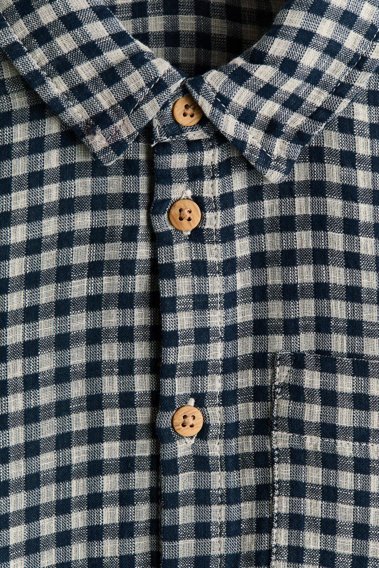 Cotton Muslin Shirt, Alternate, color, Navy blue/gingham