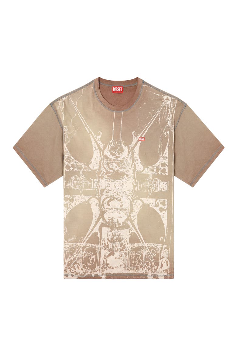 T-Boxt-T13 Bleach Print T-Shirt, Alternate, color, BROWN