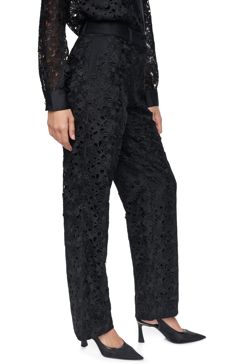 Floral Lace Pants, Alternate, color, BLACK