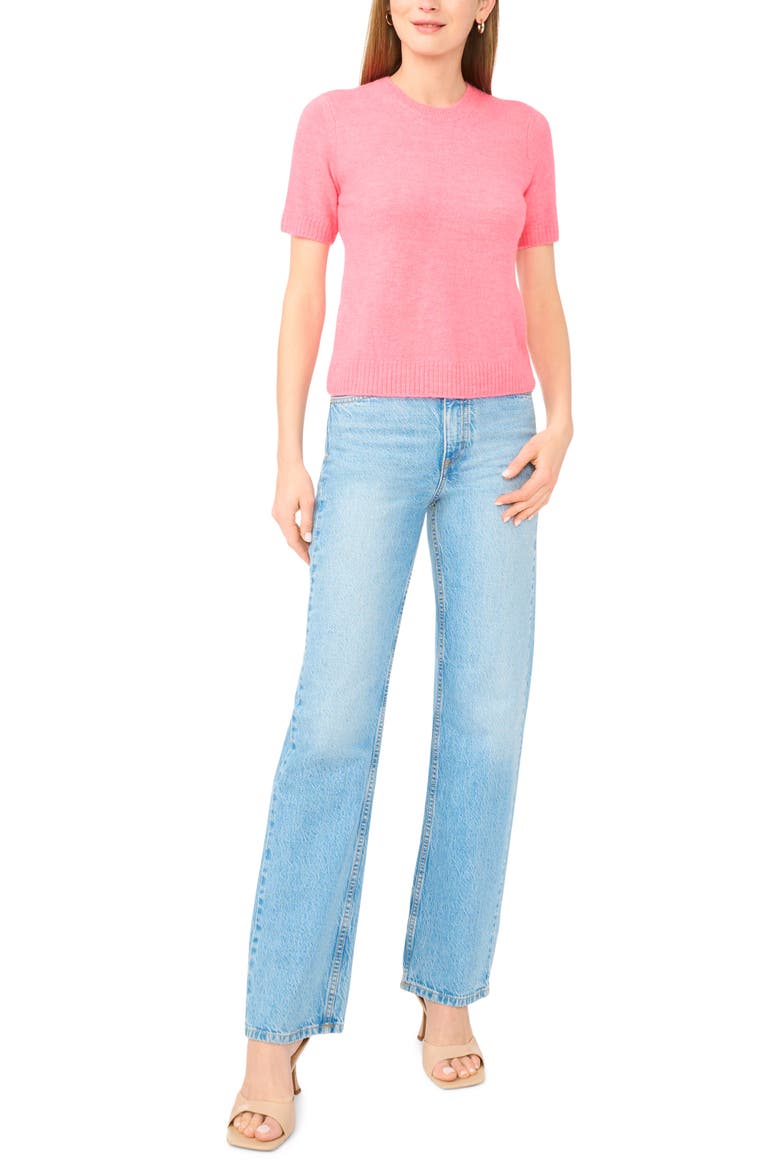 Short Sleeve Sweater, Alternate, color, POP PINK