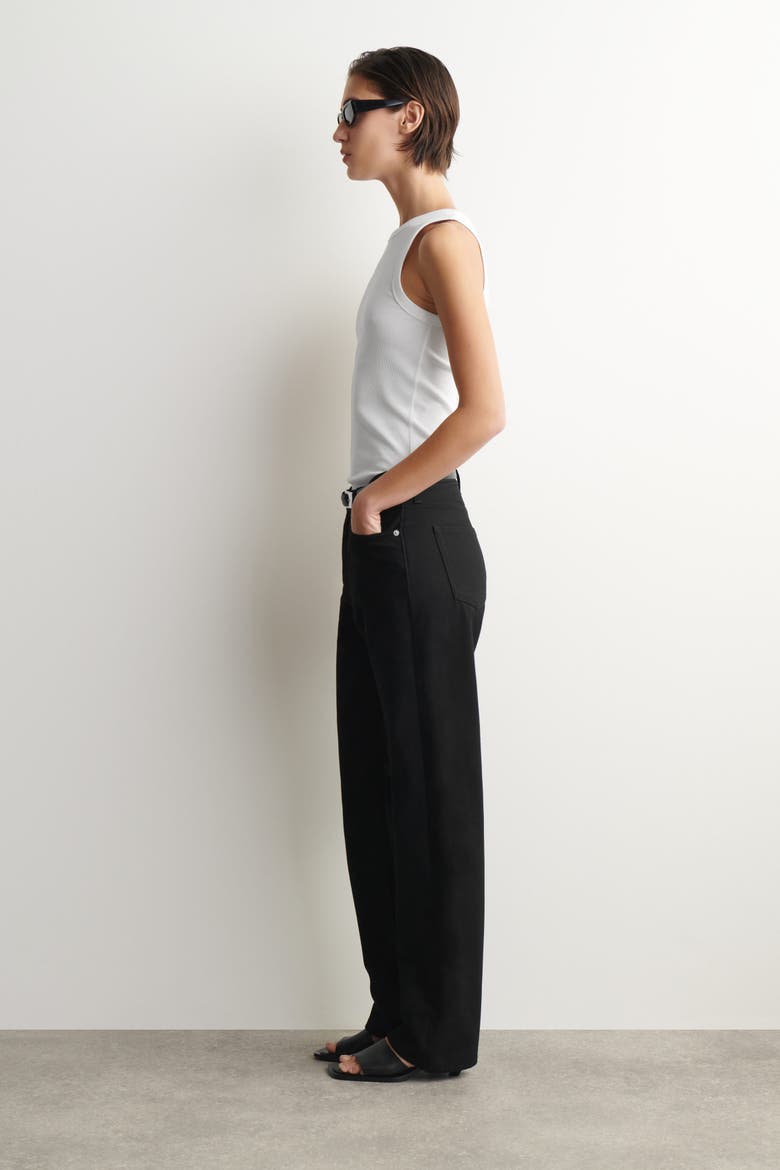 Chord Straight-Leg Jeans, Alternate, color, BLACK